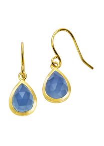 JAMELLI Ohrringe Silber 925 vergoldet 27mm lang mit hellblauem Chalcedon