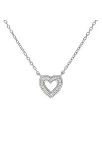 ZEEme Silber Halskette Silber 925 rhodiniert 42+5cm lang mit Herz-Motiv