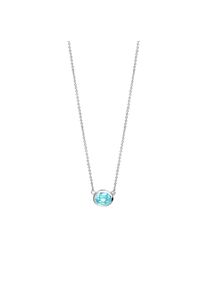 Celesta Silber Halskette 925 Silber rhodiniert mit echten Blautopasen