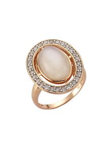 ZEEme Gemstones Ring Silber 925 rosé vergoldet mit echtem Mondstein Zirkonia