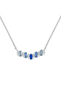 ZEEme Silber Halskette Silber 925 rhodiniert mit Zirkonia blau und weiß