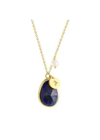 JAMELLI Halskette Silber 925 vergoldet 42+3cm lang mit echtem Lapis und Mondstein