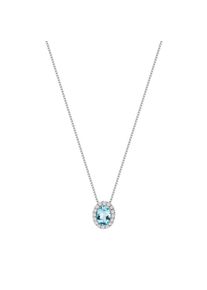 ZEEme Gemstones Halskette Weißgold 375 mit echtem Blautopas (beh.) und Zirkonia-Steinen 42cm lang