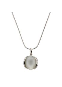 ZEEme Gemstones Halskette Silber 925 rhodiniert mit echtem Mondstein 16x12mm
