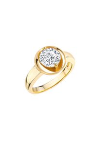 ZEEme Basic Ring Silber 925 vergoldet mit weißem Zirkonia-Stein 8mm