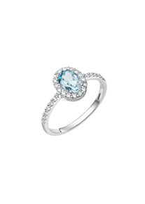 ZEEme Gemstones Ring 375/- Weißgold Zirkonia und Blautopas