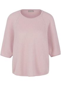include - Rundhals-Pullover mit Raglan-Halb­arm, rosé, Gr. 36 / S - Kaschmir