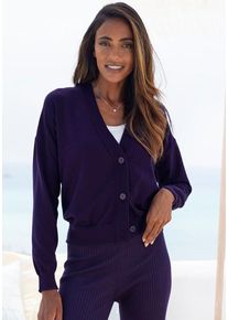 Lascana Strickjacke blau Gr. 32/34 für Damen. Bequem. Nachhaltig.