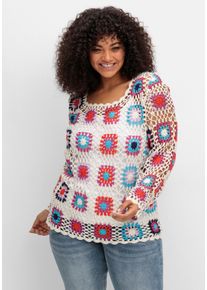 sheego by Joe Browns Große Größen Handgearbeiteter Häkelpullover im Crochet-Muster Gr. 40/42 weiß von sheego für Damen