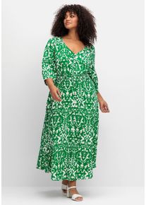 sheego by Joe Browns Große Größen Maxikleid mit Alloverprint und gesmokter Taille Gr. 52 grün von sheego für Damen