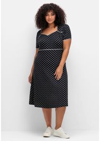 sheego by Joe Browns Große Größen Jerseykleid mit Punktedruck und Paspelierung Gr. 52 schwarz gepunktet von sheego für Damen
