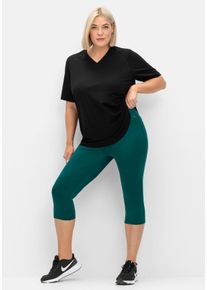Große Größen Sporthose mit Innentasche, in Caprilänge Gr. 46 blau von sheego für Damen