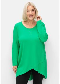 Große Größen Longshirt in Wickeloptik, in leichter A-Linie Gr. 56/58 grün von sheego für Damen
