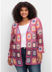 sheego by Joe Browns Große Größen Strickjacke in Häkeloptik, mit Crochet-Muster Gr. 52/54 pink von sheego für Damen
