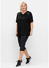 Große Größen Sportleggings in Caprilänge, aus Funktionsmaterial Gr. 40 schwarz von sheego für Damen