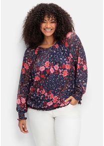 sheego by Joe Browns Große Größen Langarmshirt aus Mesh mit Blumendruck Gr. 40/42 blau geblümt von sheego für Damen