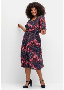 sheego by Joe Browns Große Größen Meshkleid mit Blumendruck und Gummizugbund Gr. 52 blau geblümt von sheego für Damen