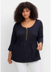 sheego by Joe Browns Große Größen Shirt mit Biesen und Volantärmeln Gr. 40/42 blau von sheego für Damen