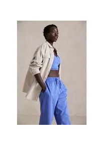 Blusenshirt Buffalo, Damen, Gr. 48/50, beige (greige), Obermaterial: 100% Baumwolle, unifarben, used, loose fit h&uuml;ftbedeckend, hoch geschlossener Ausschnitt, Manschette, Shirts Blusenshirt, Loungeshirt im Used-Look, Loungewear