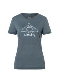 Merinoshirt super.natural I Love Climbing Tee Damen (Gr L |grau)