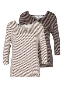Vivance Rundhalsshirt 'mit goldfarbenem Zierknopf am Ausschnitt' mehrfarbig Gr. 32/34 für Damen. Rundhals und Allover-Druck, Zierknopf. Figurumspielend. Nachhaltig.