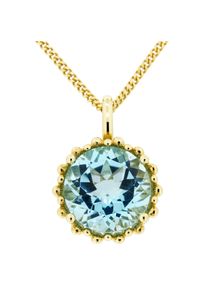 OROLINO Halskette Gold 585 mit Topas blau (beh.) 11,5mm rund