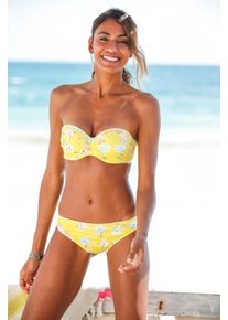 Sunseeker Damen Bikini-Hose "Ditsy", gelb, Gr. 32, geblümt, Microfaser, Polyamid, Badehosen, mit Häkelkante