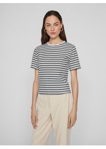 Vila Damen Kurzarmshirt "VISOLA S/S T-SHIRT - NOOS", blau, modisch, Gr. M, gestreift, Jersey, Obermaterial: 57% Baumwolle, 38% Polyester, 5%