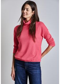 Street One Damen Langarmshirt, rot, casual, Gr. 38, unifarben, Stoff, 68% Polyester, 29% Viskose, 3% Elasthan, Shirts, mit Schalkragen