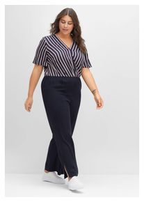 sheego Damen Jumpsuit "Große Größen", blau, modisch, Gr. 48, gestreift, Obermaterial: 100% Viskose, Overalls, aus fließender Viskose