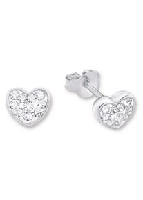 Amor Damen Paar Ohrstecker "Herzen, 9968459", Silber 925 (Sterlingsilber), silber, Silber 925 (Sterlingsilber), Ohrringe, mit Kristallstein