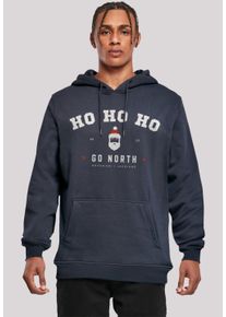 F4NT4STIC Herren Kapuzenpullover "Ho Ho Ho Santa Claus Weihnachten", blau, casual, Gr. S, Obermaterial: 65% Baumwolle, 35% Polyester, Pullover,
