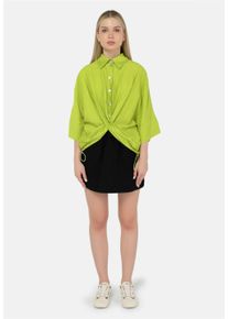 FRESHLIONS Damen Klassische Bluse "Maya", grün, casual, Gr. S, unifarben, 100% Polyester, Blusen, mit kurzem Schnitt