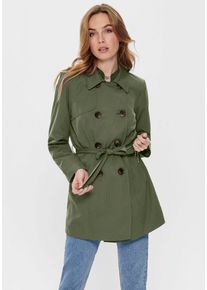 Only Damen Trenchcoat "ONLVALERIE TRENCHCOAT OTW NOOS", grün, casual, Gr. M, unifarben, Web, Obermaterial: 100% Polyester, Mäntel
