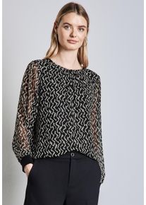 Street One Damen Chiffonbluse, schwarz, casual, Gr. 34, bedruckt, Stoff, Obermaterial: 100% Polyester; Futter: 100% Modal, Blusen, mit Elastiksaum