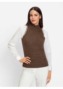 Heine Damen Stricktop, braun, Gr. 46, meliert, unifarben, 49% Polyacryl, 27% Polyamid, 21% Polyester, 3% Elasthan, Tops