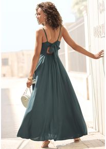 Lascana Damen Maxikleid, grün, modisch, Gr. 44, unifarben, Web, Obermaterial: 100% Viskose, Kleider, aus gewebter Viskose, Cut-Out am Rücken,