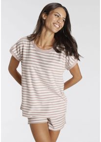 Vivance Dreams Damen Shorty, Gr. 32, rosa, Frottee, Obermaterial: 80% Baumwolle, 20% Polyester, gestreift, casual, Homewear-Sets, aus weichem Frottee