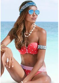 s.Oliver Damen Bügel-Bandeau-Bikini-Top "Audrey", rot, Gr. 38, gepunktet, gestreift, Recycling-Polyamid, Bikini-Oberteile, mit Mustermix aus Punkten