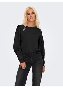 Only Damen Strickpullover "ONLSUMMER LIFE LS O-NECK STRING CC KNT", schwarz, modisch, Gr. S, unifarben, Strick, Obermaterial: 52% Viskose, 28%