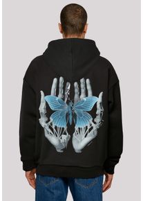 F4NT4STIC Herren Kapuzenpullover "Skelett Hände Schmetterling", schwarz, casual, Gr. XL, Obermaterial: 100% Baumwolle, Pullover, Print