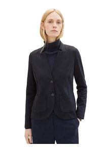 Tom Tailor Damen Sweatblazer "Ottoman", blau, casual, Gr. S, unifarben, Jersey, Obermaterial: 54% Baumwolle, 43% Polyester, 3% Elasthan, Blazer, mit