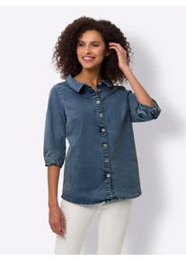 Heine Damen Jeansbluse, blau, Gr. 38, unifarben, 81% Baumwolle, 17% Polyester, 2% Elasthan, Blusen