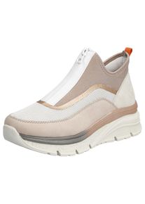 Rieker Damen Schlupfboots, Gr. 41, beige, Textil, Nubuklederimitat, sportlich, Schuhe, Keilabsatz, Freizeitschuh, High Top-Sneaker, Reißverschluss