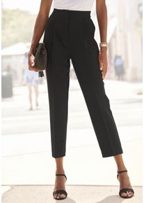 Lascana Damen Bügelfaltenhose, schwarz, modisch, Gr. 36, unifarben, Web, Obermaterial: 92% Polyester, 8% Elasthan, Hosen, in 7/8-Länge, elegante