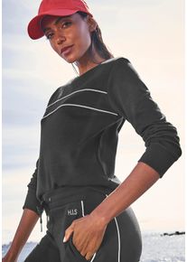 H.I.S. H.I.S Damen Sweatshirt, Gr. 36, blau, Interlock, Obermaterial: 60% Baumwolle, 40% Polyester, unifarben, Basic, Sweatshirts, mit Piping auf der Brust,