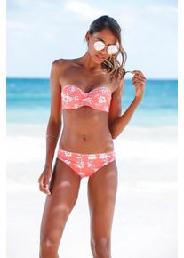 Sunseeker Damen Bügel-Bandeau-Bikini-Top "Ditsy", orange, Gr. 34, geblümt, bedruckt, Polyamid, Bikini-Oberteile, mit Häkelkante