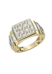 Vivance Herren Fingerring "925 Silber zweifarbig Zirkonia weiß", 018 (57,0), Silber 925 (Sterlingsilber), bunt, Silber 925 (Sterlingsilber),