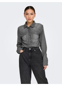 Only Damen Jeansbluse "ONLALICE REG SHIRT DNM BOX AKM", blau, modisch, Gr. XS, unifarben, Denim/Jeans, Obermaterial: 100% Baumwolle, Blusen