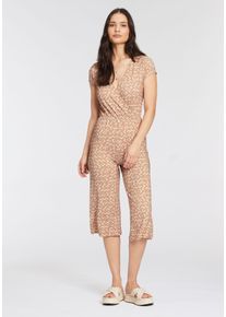Laura Scott Damen Jumpsuit, beige, casual, Gr. 38, gemustert, Jersey, Obermaterial: 95% Viskose, 5% Elasthan, Overalls, mit angesagtem Allover-Print